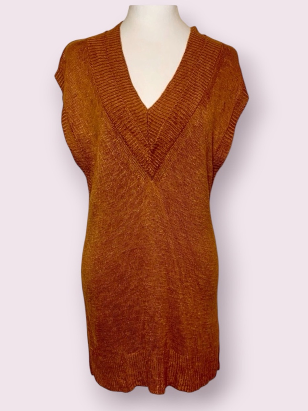 Free People Hannah Tunic Pullover Sweater Vest Copper Brown Size XS
